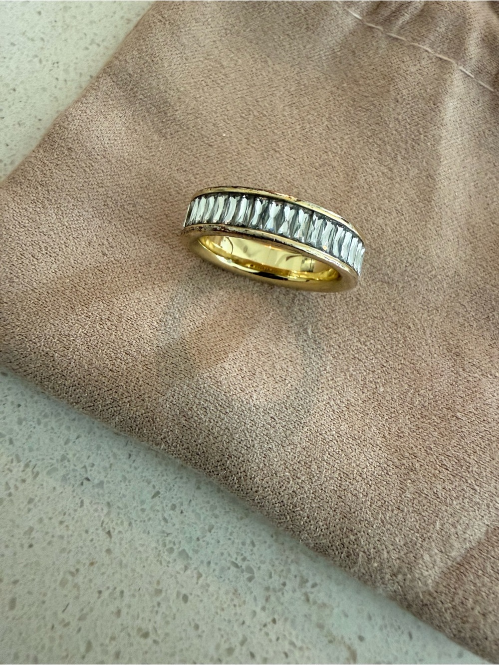 Kendra Scott Gold and Silver Baguette-Style Eternity Band Crystal